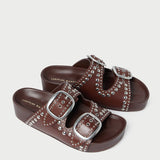 Roeffler Randall - Jack Espresso Leather Studded Sandal