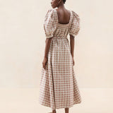 Roeffler Randall - Jessa Brown Tulip Gingham Dress