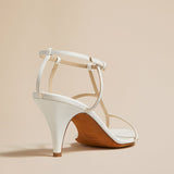 The Jones Heel Sandal in White Crinkled Leather