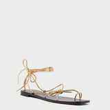 Roeffler Randall - Jude Gold Leather Flat Sandal