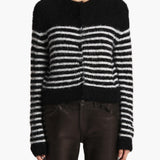 Khaite - Jules Cardigan in Black with Glaze Stripe