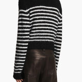 Khaite - Jules Cardigan in Black with Glaze Stripe