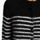 Khaite - Jules Cardigan in Black with Glaze Stripe