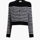 Khaite - Jules Cardigan in Black with Glaze Stripe