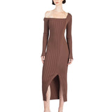 Elleme - Asymmetric Fitted Dress Brown