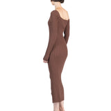 Elleme - Asymmetric Fitted Dress Brown