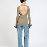 Elleme - Knit fitted longsleeve top/Khaki