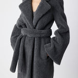 GABRIELA HEARST - Barring Coat in Dark Grey Virgin Wool Silk Cashmere Fur