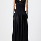 GABRIELA HEARST - Highland Lace Maxi Dress in Black Silk Satin