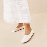 Roeffler Randall - Landon Cream Satin Ballet Flat