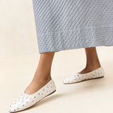 Roeffler Randall - Landon Ecru/Silver Ballet Flat