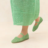 Roeffler Randall - Leonie Green Crochet Ballet Flat