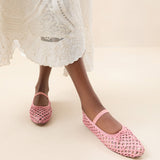 Roeffler Randall - Leonie Pink Crochet Ballet Flat