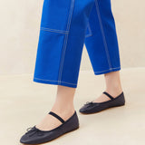 Roeffler Randall - Leonie Navy Leather Ballet Flat