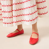 Roeffler Randall - Leonie Red Leather Ballet Flat