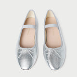 Roeffler Randall - Leonie Silver Leather Ballet Flat