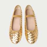 Roeffler Randall - Leonie Gold Woven Ballet Flat