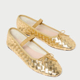 Roeffler Randall - Leonie Gold Woven Ballet Flat