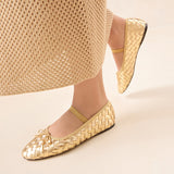 Roeffler Randall - Leonie Gold Woven Ballet Flat