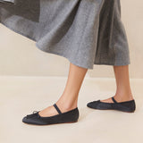 Roeffler Randall - Leonie Black Satin Ballet Flat