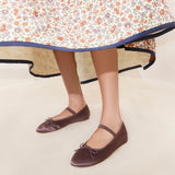 Roeffler Randall - Leonie Chocolate Satin Ballet Flat