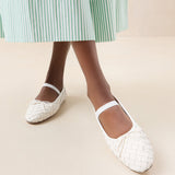 Roeffler Randall - Leonie Cream Woven Ballet Flat