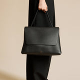 The Large Lia Bag in Black Pebbled Leather