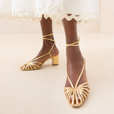 Roeffler Randall - Livvy Gold Leather Heeled Sandal