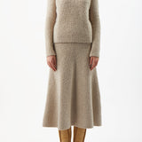 GABRIELA HEARST - Pablo Knit Midi Skirt in Oatmeal Cashmere Silk Boucle