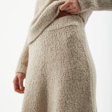 GABRIELA HEARST - Pablo Knit Midi Skirt in Oatmeal Cashmere Silk Boucle