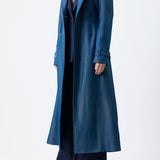 GABRIELA HEARST - Braden Trench Coat in Deep Fluorite Blue Virgin Wool Linen Twill