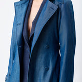 GABRIELA HEARST - Braden Trench Coat in Deep Fluorite Blue Virgin Wool Linen Twill