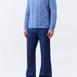 GABRIELA HEARST - Geoffrey Knit Sweater in Light Blue Denim Cashmere