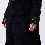 GABRIELA HEARST - Cleo Crochet Maxi Skirt in Black Wool Cashmere