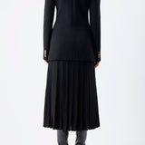 GABRIELA HEARST - Del Knit Pleated Midi Skirt in Black Wool