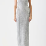 GABRIELA HEARST - Girard Shirred Maxi Dress with Lining in Silver Metallic Nappa Leather