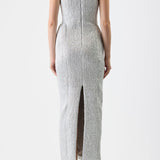 GABRIELA HEARST - Girard Shirred Maxi Dress with Lining in Silver Metallic Nappa Leather