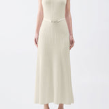 GABRIELA HEARST - Meier Knit Midi Dress in Ivory Merino Wool Cashmere