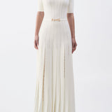 GABRIELA HEARST - Kurt Knit Pleated Maxi Dress in Ivory Merino Wool