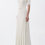 GABRIELA HEARST - Kurt Knit Pleated Maxi Dress in Ivory Merino Wool