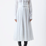 GABRIELA HEARST - Dewi Pleated Maxi Shirtdress in White Aloe Linen