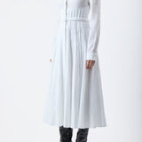 GABRIELA HEARST - Dewi Pleated Maxi Shirtdress in White Aloe Linen