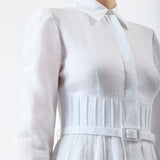 GABRIELA HEARST - Dewi Pleated Maxi Shirtdress in White Aloe Linen