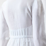 GABRIELA HEARST - Dewi Pleated Maxi Shirtdress in White Aloe Linen