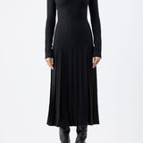 GABRIELA HEARST - Walsh Knit Pleated Maxi Dress in Black Wool