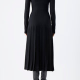 GABRIELA HEARST - Walsh Knit Pleated Maxi Dress in Black Wool