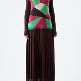 GABRIELA HEARST - Fallon Dress in Deep Bordeaux Multi Cashmere