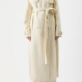 GABRIELA HEARST - Eithne Trench Coat in Ivory Silk Virgin Wool Slub