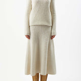 GABRIELA HEARST - Pablo Knit Midi Skirt in Ivory Cashmere Silk Boucle