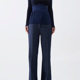 GABRIELA HEARST - Fini Lace Top in Navy Silk Crepe